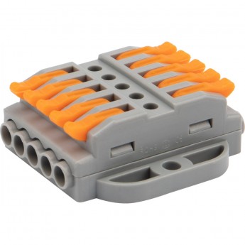 Клемма REXANT СМК 222-425P проходная 5 полюсов, с монтажной площадкой (0,08-4 мм²), серая (20 шт./уп.) Клемма REXANT СМК 222-425P проходная 5 полюсов, с монтажной площадкой (0,08-4 мм²), серая (20 шт./уп.)