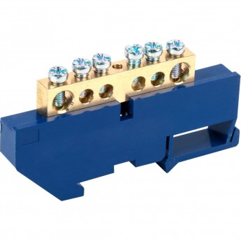 Шина REXANT «N» нулевая с синим изолятором на DIN-рейку 8x12 мм стойка бол. 6 групп Шина REXANT «N» нулевая с синим изолятором на DIN-рейку 8x12 мм стойка бол. 6 групп