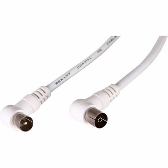 Шнур REXANT ТВ гнездо - ТВ штекер угловой 3 м белый Шнур REXANT ТВ гнездо - ТВ штекер угловой 3 м белый