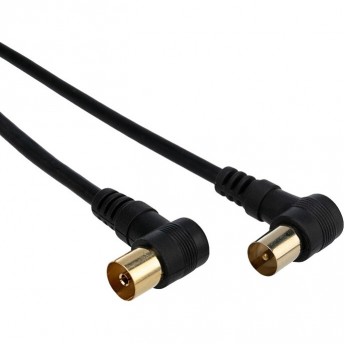 Шнур REXANT ТВ гнездо - ТВ штекер, угловой, длина 3 метра, черный Шнур REXANT ТВ гнездо - ТВ штекер, угловой, длина 3 метра, черный