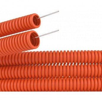 Труба гофрированная REXANT 20 мм с зондом оранжевая, 100 м Труба гофрированная REXANT 20 мм с зондом оранжевая, 100 м
