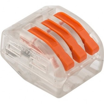 Универсальная клемма REXANT СМК 222-413, 3-проводная прозрачная 0,08-2,5/4 мм² (50 шт./уп.)