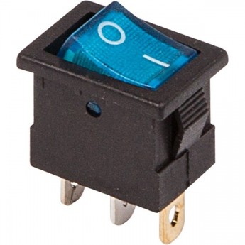 Выключатель клавишный REXANT MINI 12V синий с подсветкой Выключатель клавишный REXANT MINI 12V синий с подсветкой