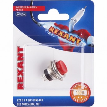 Выключатель-кнопка REXANT RWD-306 металл красная, в упаковке 1шт. Выключатель-кнопка REXANT RWD-306 металл красная, в упаковке 1шт.